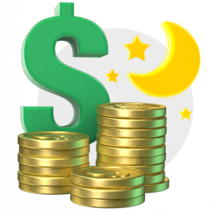 Dollar Sign and Coins with Moon Icon