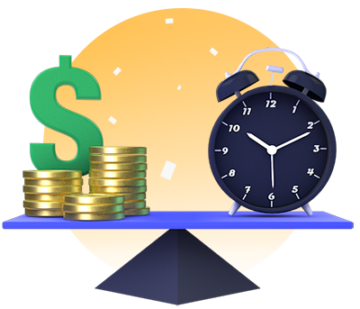 Manage Bankroll Over Time Money and Clock on Scale Icon