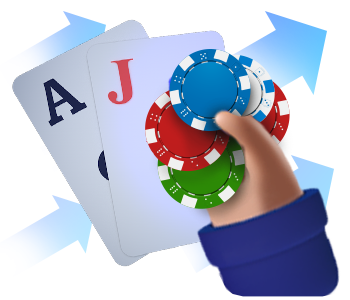Blackjack  and Poker Chips With Arrows Icon