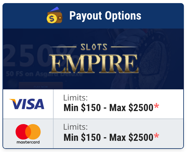 Slots Empire Credit Card Withdrawals