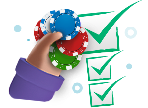 Hand with Poker Chips and Checkmark List Icon