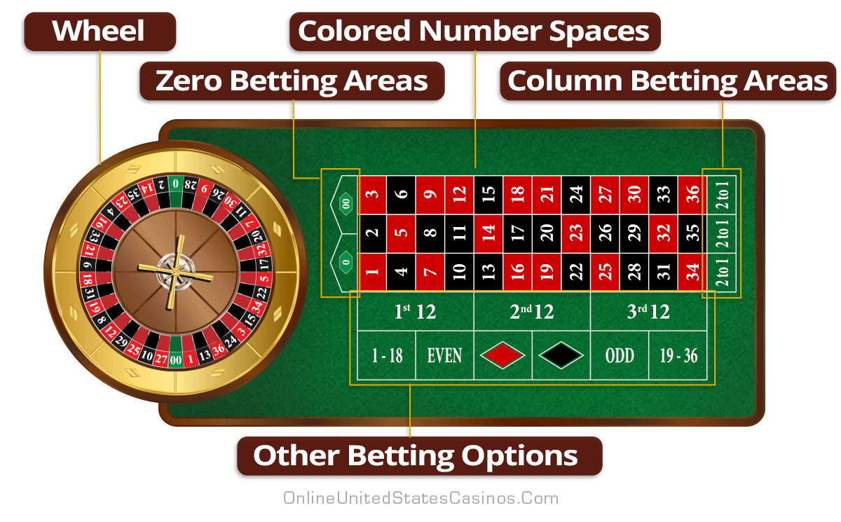 American Roulette Wheel and Table Layout Inforgraphic