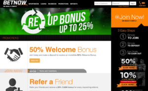 Betnow Casino Promotions Page Screenshot