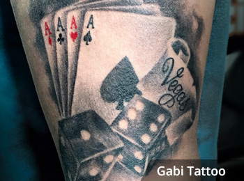Cards with Dice Gambling Tattoo