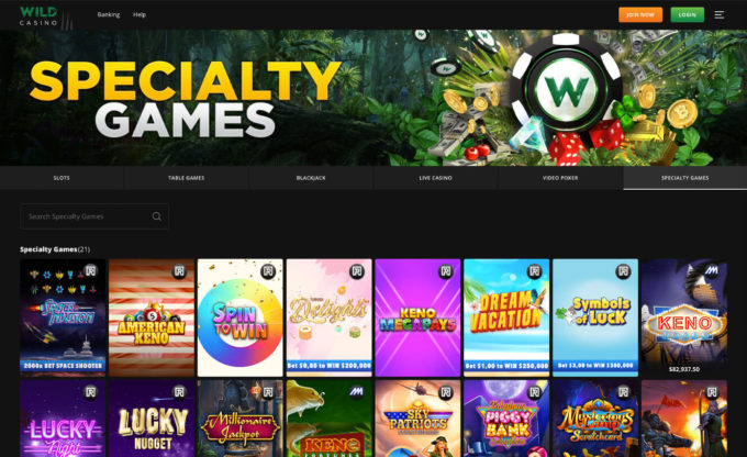 Wild Casino Screenshot Specialty Games