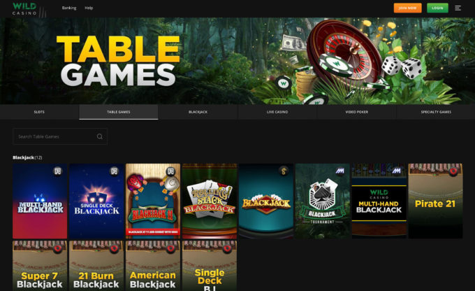 Wild Casino Screenshot Table Games