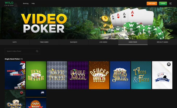 Wild Casino Screenshot Video Poker