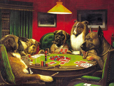 Cassius Marcellus Coolidge A Bold Bluff Dogs Playing Poker Painting