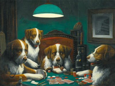 Cassius Marcellus Coolidge Poker Game Dogs Playing Poker Painting