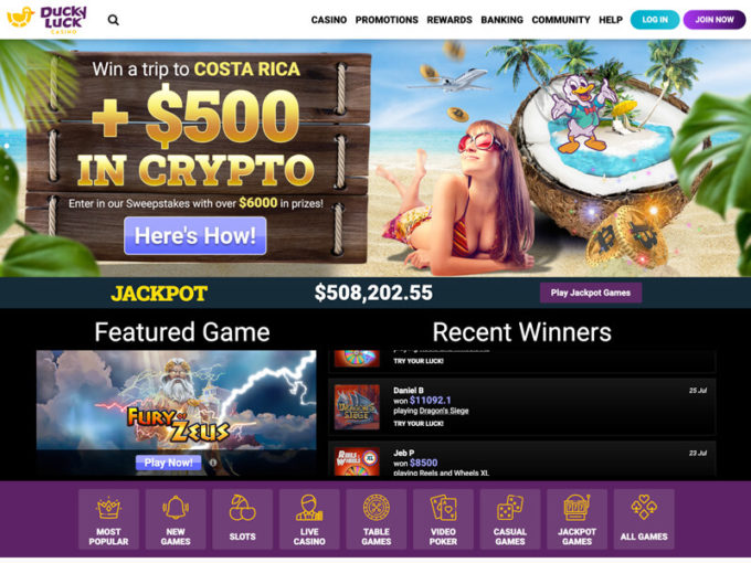 DuckyLuck Casino Homepage - Best online Casinos