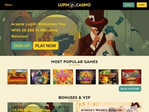 Lupin Casino Homepage Screenshot