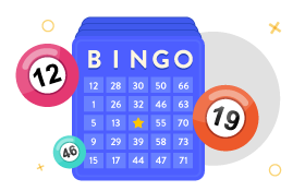 Online Bingo Icon With Card and Numbers