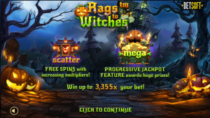 Rags to Witches Slot Start Screen