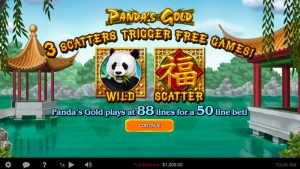 Panda's Gold Slot Game Welcome Screen