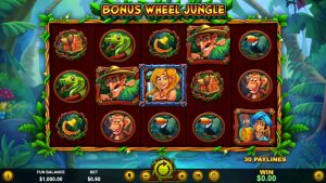 Bonus Wheel Jungle Slot Game Play Screenshot