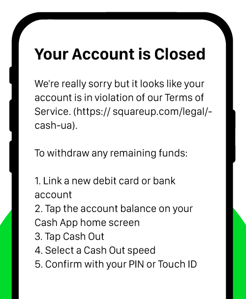 Cash App Closed Account Notification Via Email