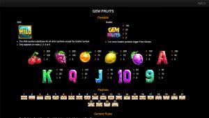 Gem fruits Slot Instructions Screenshot