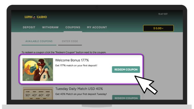 Pick Your Lupin Casino Bonus Desktop Screenshot