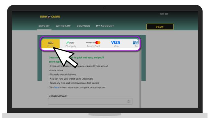How to Select Your Deposit Method Desktop Screenshot
