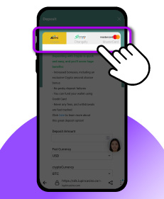 Select Your Deposit Method Mobile Screenshot