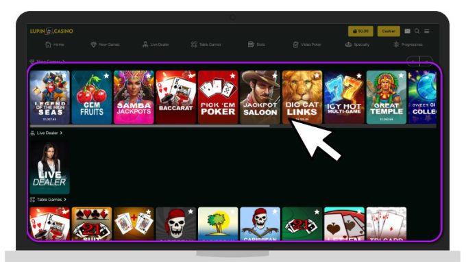 Lupin Casino Games Desktop Screenshot