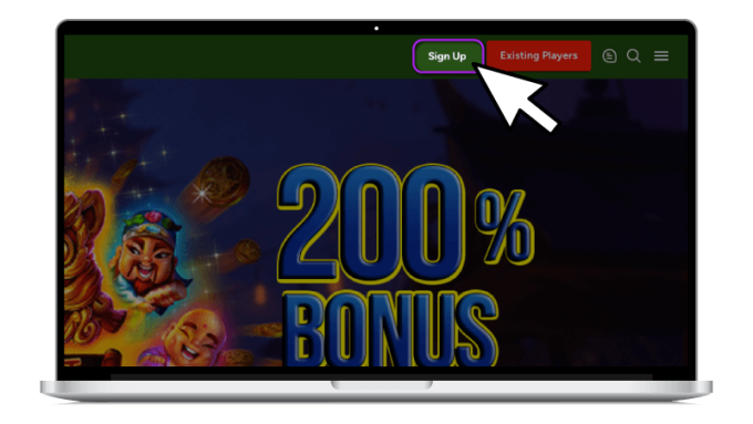 Screen Highlighting the Sign Up at Lucky Hippo Casino