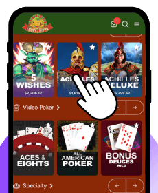 Mobile Screen With Lucky Hippo Game Selection