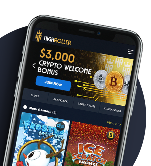 High Roller Casino Homepage on Mobile Device