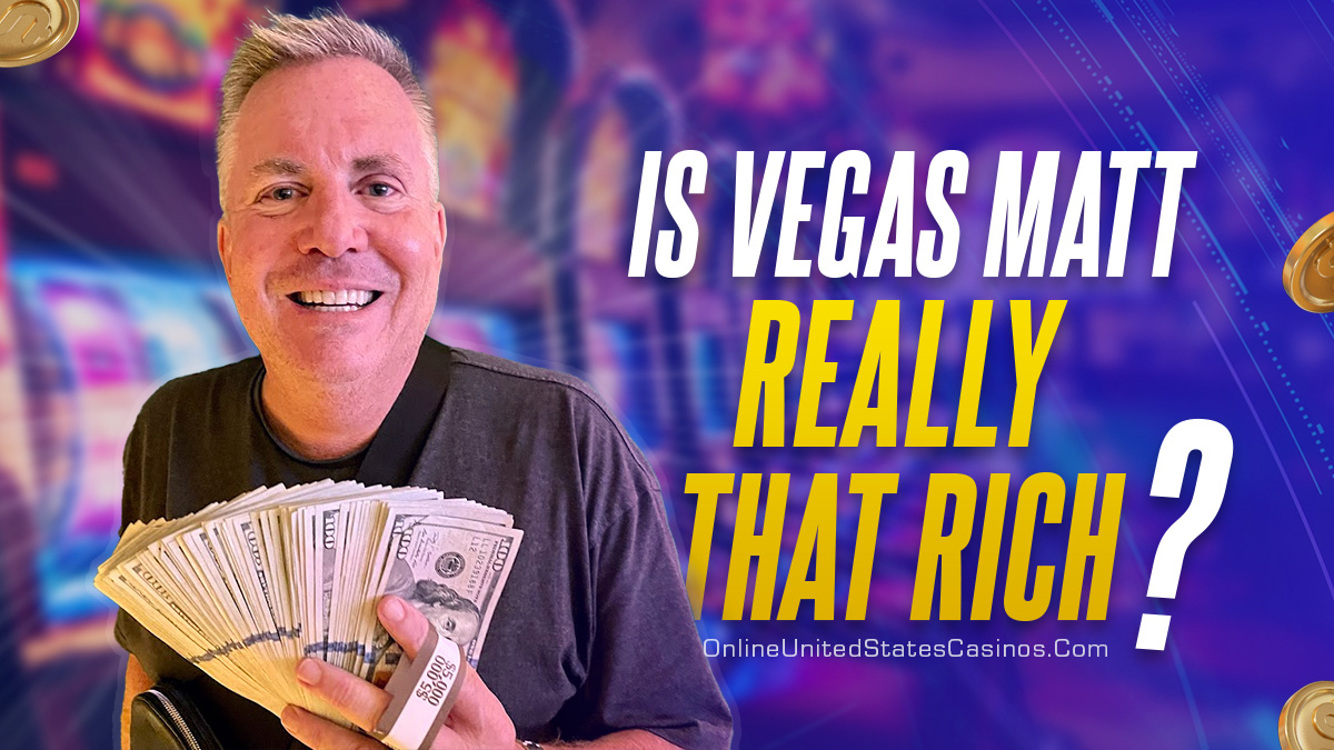 Blog featured image displaying the title: Is Vegas Matt Really That Rich? with a portrait of Matt Morrow holding a stack of dollar bills to the left of the title