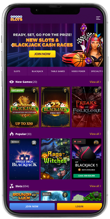 Super Slots Homepage Mobile Screenshot